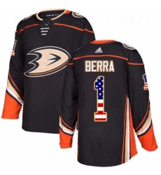 Youth Adidas Anaheim Ducks 1 Reto Berra Authentic Black USA Flag Fashion NHL Jersey Youth Adidas Anaheim Ducks 1 Reto Berra Authentic Black USA Flag Fashion NHL Jersey