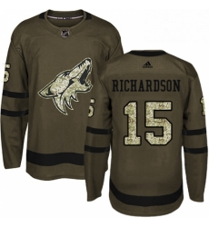 Mens Adidas Arizona Coyotes 15 Brad Richardson Premier Green Salute to Service NHL Jersey Mens Adidas Arizona Coyotes 15 Brad Richardson Premier Green Salute to Service NHL Jersey