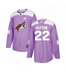 Youth Adidas Arizona Coyotes 22 Barrett Hayton Authentic Purple Fights Cancer Practice NHL Jerse Youth Adidas Arizona Coyotes 22 Barrett Hayton Authentic Purple Fights Cancer Practice NHL Jerse
