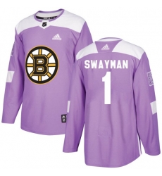 Men Boston Bruins 1 Jeremy Swayman Adidas Authentic Fights Cancer Practice Jersey Purple Men Boston Bruins 1 Jeremy Swayman Adidas Authentic Fights Cancer Practice Jersey Purple