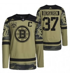 Men Boston Bruins 37 Patrice Bergeron 2022 Camo Military Appreciation Night Stitched jersey Men Boston Bruins 37 Patrice Bergeron 2022 Camo Military Appreciation Night Stitched jersey
