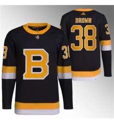 Men Boston Bruins 38 Patrick Brown Black Home Breakaway Stitched Jersey Men Boston Bruins 38 Patrick Brown Black Home Breakaway Stitched Jersey