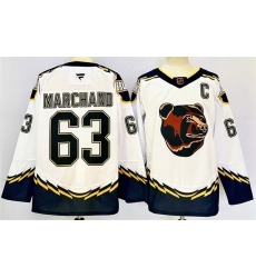 Men Boston Bruins 63 Brad Marchand White 2024 25 With C Patch Reverse Retro Home Stitched Hockey Jersey Men Boston Bruins 63 Brad Marchand White 2024 25 With C Patch Reverse Retro Home Stitched Hockey Jersey
