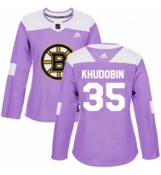 Womens Adidas Boston Bruins 35 Anton Khudobin Authentic Purple Fights Cancer Practice NHL Jersey Womens Adidas Boston Bruins 35 Anton Khudobin Authentic Purple Fights Cancer Practice NHL Jersey