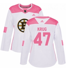 Womens Adidas Boston Bruins 47 Torey Krug Authentic WhitePink Fashion NHL Jersey Womens Adidas Boston Bruins 47 Torey Krug Authentic WhitePink Fashion NHL Jersey