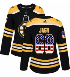 Womens Adidas Boston Bruins 68 Jaromir Jagr Authentic Black USA Flag Fashion NHL Jersey Womens Adidas Boston Bruins 68 Jaromir Jagr Authentic Black USA Flag Fashion NHL Jersey