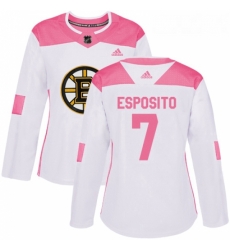 Womens Adidas Boston Bruins 7 Phil Esposito Authentic WhitePink Fashion NHL Jersey Womens Adidas Boston Bruins 7 Phil Esposito Authentic WhitePink Fashion NHL Jersey
