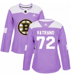Womens Adidas Boston Bruins 72 Frank Vatrano Authentic Purple Fights Cancer Practice NHL Jersey Womens Adidas Boston Bruins 72 Frank Vatrano Authentic Purple Fights Cancer Practice NHL Jersey
