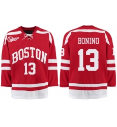 Boston University Terriers BU 13 Nick Bonino Red Stitched Hockey Jersey Boston University Terriers BU 13 Nick Bonino Red Stitched Hockey Jersey