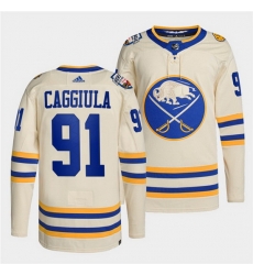 Men Buffalo Sabres 91 Drake Caggiula 2022 Cream Heritage Classic Stitched jersey Men Buffalo Sabres 91 Drake Caggiula 2022 Cream Heritage Classic Stitched jersey