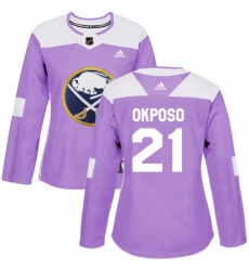 Womens Adidas Buffalo Sabres 21 Kyle Okposo Authentic Purple Fights Cancer Practice NHL Jersey Womens Adidas Buffalo Sabres 21 Kyle Okposo Authentic Purple Fights Cancer Practice NHL Jersey