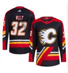 Men Calgary Flames Dustin Wolf #32 NHL Adidas Stitched Jersey black