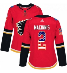 Womens Adidas Calgary Flames 2 Al MacInnis Authentic Red USA Flag Fashion NHL Jersey Womens Adidas Calgary Flames 2 Al MacInnis Authentic Red USA Flag Fashion NHL Jersey