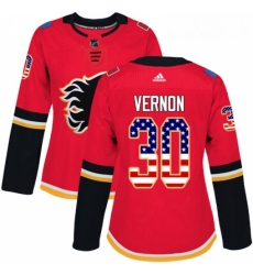 Womens Adidas Calgary Flames 30 Mike Vernon Authentic Red USA Flag Fashion NHL Jersey Womens Adidas Calgary Flames 30 Mike Vernon Authentic Red USA Flag Fashion NHL Jersey