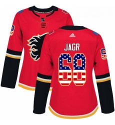 Womens Adidas Calgary Flames 68 Jaromir Jagr Authentic Red USA Flag Fashion NHL Jersey Womens Adidas Calgary Flames 68 Jaromir Jagr Authentic Red USA Flag Fashion NHL Jersey
