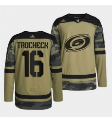 Men Carolina Hurricanes 16 Vincent Trocheck 2022 Camo Military Appreciation Night Stitched jersey