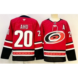 Men Carolina Hurricanes 20 Sebastian Aho Red 2024 25 With A Patch Home Stitched Hockey Jersey