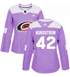 Womens Adidas Carolina Hurricanes 42 Joakim Nordstrom Authentic Purple Fights Cancer Practice NHL Jersey Womens Adidas Carolina Hurricanes 42 Joakim Nordstrom Authentic Purple Fights Cancer Practice NHL Jersey