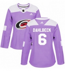 Womens Adidas Carolina Hurricanes 6 Klas Dahlbeck Authentic Purple Fights Cancer Practice NHL Jersey Womens Adidas Carolina Hurricanes 6 Klas Dahlbeck Authentic Purple Fights Cancer Practice NHL Jersey