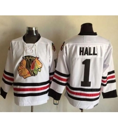 Chicago Blackhawks #1 Glenn Hall White CCM Throwback Stitched NHL Jersey Chicago Blackhawks #1 Glenn Hall White CCM Throwback Stitched NHL Jersey