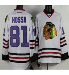 Chicago Blackhawks 81 Marian Hossa White NHL Jerseys Purple Number Chicago Blackhawks 81 Marian Hossa White NHL Jerseys Purple Number