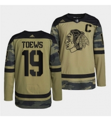 Men Chicago Blackhawks 19 Jonathan Toews 2022 Camo Military Appreciation Night White Stitched jersey Men Chicago Blackhawks 19 Jonathan Toews 2022 Camo Military Appreciation Night White Stitched jersey