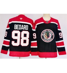Men Chicago Blackhawks 98 Connor Bedard Black 2024 25 Stitched Hockey Jersey Men Chicago Blackhawks 98 Connor Bedard Black 2024 25 Stitched Hockey Jersey