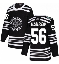 Mens Adidas Chicago Blackhawks 56 Erik Gustafsson Authentic Black 2019 Winter Classic NHL Jersey 