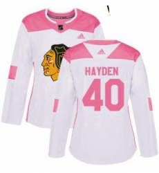 Womens Adidas Chicago Blackhawks 40 John Hayden Authentic WhitePink Fashion NHL Jersey Womens Adidas Chicago Blackhawks 40 John Hayden Authentic WhitePink Fashion NHL Jersey