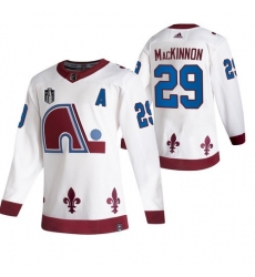 Men Colorado Avalanche 29 Nathan MacKinnon White 2022 Stanley Cup Final Patch Reverse Retro Stitched Jersey Men Colorado Avalanche 29 Nathan MacKinnon White 2022 Stanley Cup Final Patch Reverse Retro Stitched Jersey
