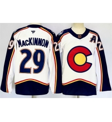 Men Colorado Avalanche 29 Nathan MacKinnon White Alternate With A Patch Reverse Retro Stitched Jersey Men Colorado Avalanche 29 Nathan MacKinnon White Alternate With A Patch Reverse Retro Stitched Jersey