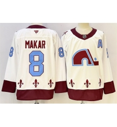 Men Colorado Avalanche 8 Cale Makar White 2024 25 With A Patch Stitched Jersey