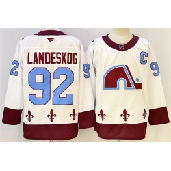 Men Colorado Avalanche 92 Gabriel Landeskog White 2024 25 With C Patch Stitched Jersey