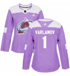 Womens Adidas Colorado Avalanche 1 Semyon Varlamov Authentic Purple Fights Cancer Practice NHL Jersey Womens Adidas Colorado Avalanche 1 Semyon Varlamov Authentic Purple Fights Cancer Practice NHL Jersey