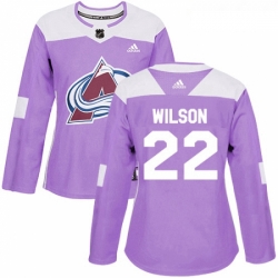 Womens Adidas Colorado Avalanche 22 Colin Wilson Authentic Purple Fights Cancer Practice NHL Jersey 