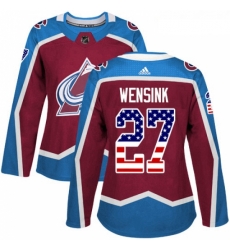 Womens Adidas Colorado Avalanche 27 John Wensink Authentic Burgundy Red USA Flag Fashion NHL Jersey Womens Adidas Colorado Avalanche 27 John Wensink Authentic Burgundy Red USA Flag Fashion NHL Jersey