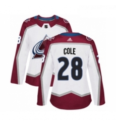Womens Adidas Colorado Avalanche 28 Ian Cole Authentic White Away NHL Jersey 