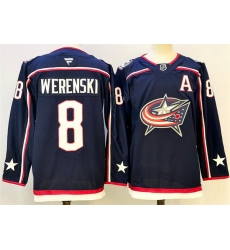 Men Columbus Blue Jackets 8 Zach Werenski Navy With A Patch Stitched Hockey Jersey