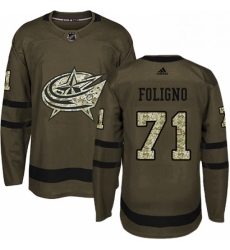 Mens Adidas Columbus Blue Jackets 71 Nick Foligno Premier Green Salute to Service NHL Jersey Mens Adidas Columbus Blue Jackets 71 Nick Foligno Premier Green Salute to Service NHL Jersey