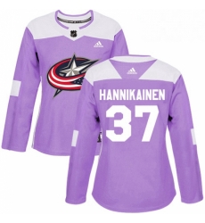Womens Adidas Columbus Blue Jackets 37 Markus Hannikainen Authentic Purple Fights Cancer Practice NHL Jersey Womens Adidas Columbus Blue Jackets 37 Markus Hannikainen Authentic Purple Fights Cancer Practice NHL Jersey