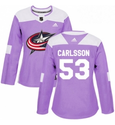 Womens Adidas Columbus Blue Jackets 53 Gabriel Carlsson Authentic Purple Fights Cancer Practice NHL Jersey Womens Adidas Columbus Blue Jackets 53 Gabriel Carlsson Authentic Purple Fights Cancer Practice NHL Jersey