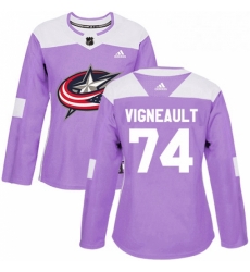 Womens Adidas Columbus Blue Jackets 74 Sam Vigneault Authentic Purple Fights Cancer Practice NHL Jersey Womens Adidas Columbus Blue Jackets 74 Sam Vigneault Authentic Purple Fights Cancer Practice NHL Jersey