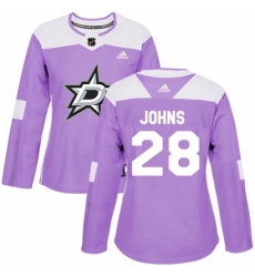 Womens Adidas Dallas Stars 28 Stephen Johns Authentic Purple Fights Cancer Practice NHL Jersey Womens Adidas Dallas Stars 28 Stephen Johns Authentic Purple Fights Cancer Practice NHL Jersey