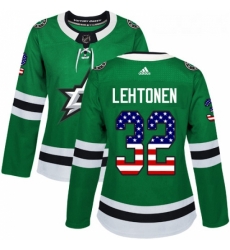 Womens Adidas Dallas Stars 32 Kari Lehtonen Authentic Green USA Flag Fashion NHL Jersey Womens Adidas Dallas Stars 32 Kari Lehtonen Authentic Green USA Flag Fashion NHL Jersey