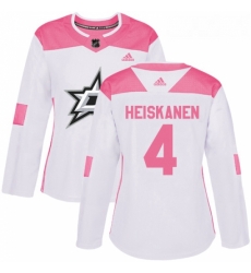 Womens Adidas Dallas Stars 4 Miro Heiskanen Authentic WhitePink Fashion NHL Jersey Womens Adidas Dallas Stars 4 Miro Heiskanen Authentic WhitePink Fashion NHL Jersey