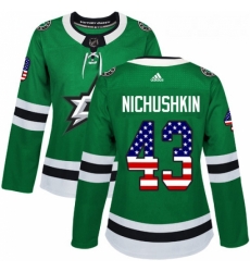Womens Adidas Dallas Stars 43 Valeri Nichushkin Authentic Green USA Flag Fashion NHL Jersey Womens Adidas Dallas Stars 43 Valeri Nichushkin Authentic Green USA Flag Fashion NHL Jersey