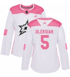 Womens Adidas Dallas Stars 5 Jamie Oleksiak Authentic WhitePink Fashion NHL Jersey Womens Adidas Dallas Stars 5 Jamie Oleksiak Authentic WhitePink Fashion NHL Jersey