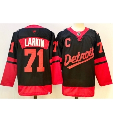 Men Detroit Red Wings 71 Dylan Larkin Black With C Patch 2024 25 Stitched Jersey