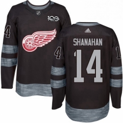 Mens Adidas Detroit Red Wings 14 Brendan Shanahan Authentic Black 1917 2017 100th Anniversary NHL Jersey 