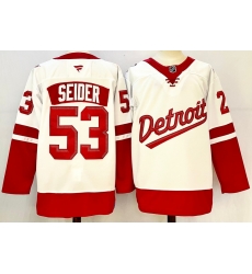 Men's Detroit Red Wings #53 Moritz Seider White 2024-25 Stitched Fanatics Jersey Men's Detroit Red Wings #53 Moritz Seider White 2024-25 Stitched Fanatics Jersey